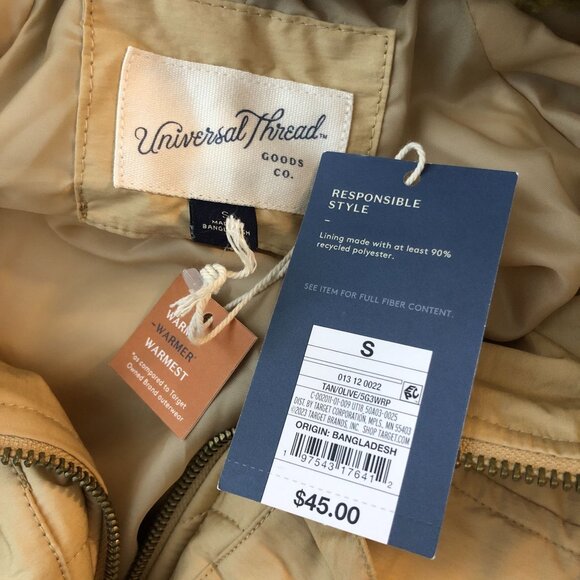 Universal Thread Faux Shearling & Quilted Jacket Beige Green Size S - Picture 4 of 6